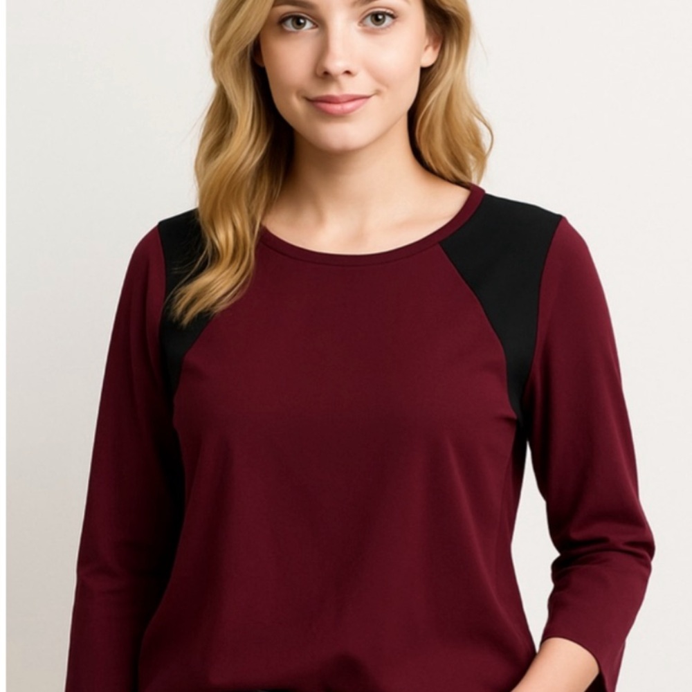 Women's Burgundy and Black Top
